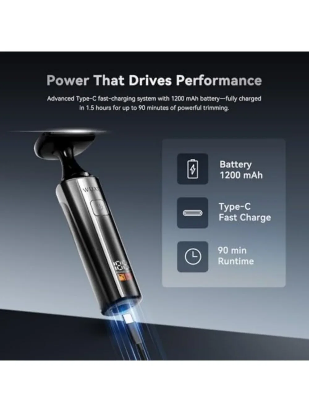 4-in-1 Electric Back Shaver & Groin Hair Trimmer with LED Display for Men